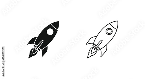 two simple rockets in different line styles Vector