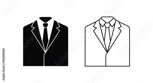 black and white business suit jackets with collared shirts and ties Vector
