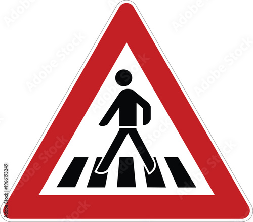 Pedestrian Crossing From Left Warning Triangle Road Sign Icon No Background