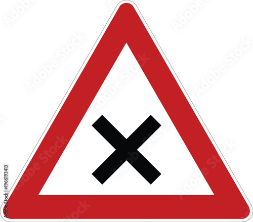Quadro su tela Right Intersection Priority Triangle Road Sign Icon No Background