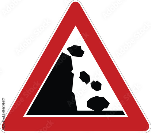 Rockfall from left Warning Triangle Road Sign Icon No Background