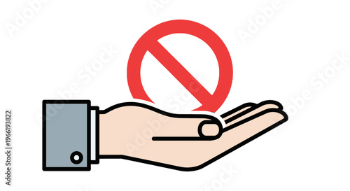 Prohibition sign on a hand.