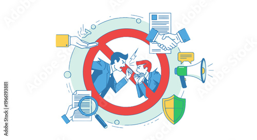 Business people protesting against data breach.