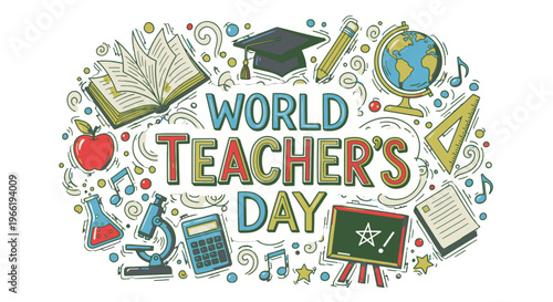 World Teachers' Day celebration graphic design.