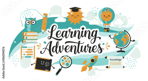 Colorful illustration of learning adventure.