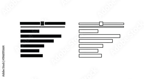 a black and white icon of two sets of horizontal bars Vector