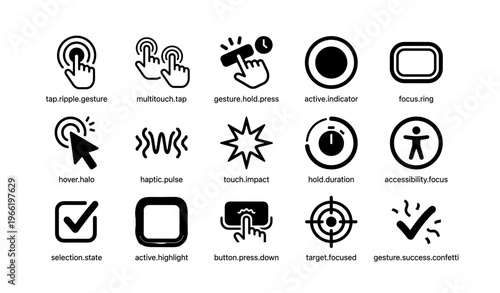 Gesture icons set for touch and interaction design focused on accessibility