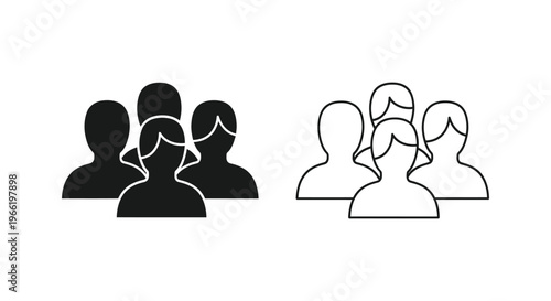 a group of people icons in black and white Vector
