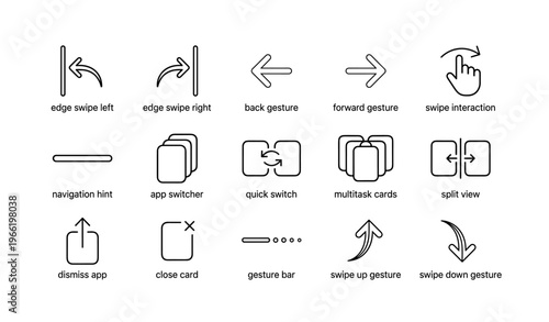 Swipe and gesture icons for mobile interface design