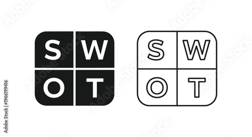swot analysis business strategy symbols Vector