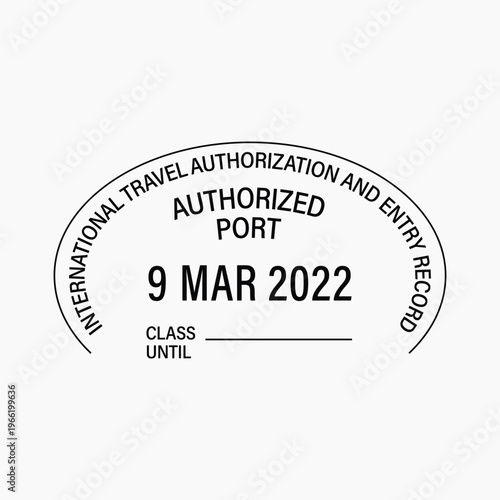 Travel authorization entry stamp vector