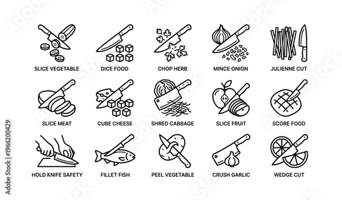 Kitchen knife skills and techniques for food preparation and safety