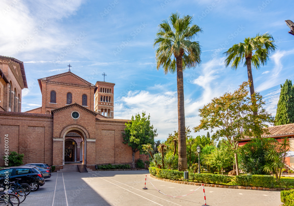 Obraz premium Sant'Anselmo all'Aventino (Saint Anselm on Aventine) - Benedictine complex on piazza Cavalieri di Malta square of Aventine Hill, Rome, Italy