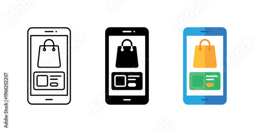 Mobile phone displaying shopping bag icon and product details for online shopping