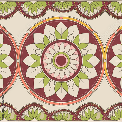 vector illustration hires Collection of High-Resolution Abstract Seamless ornament Patterns with Diverse Designs and Textures Mediterranean Tile Pattern with Colorful Floral Mandalas and Geometric 