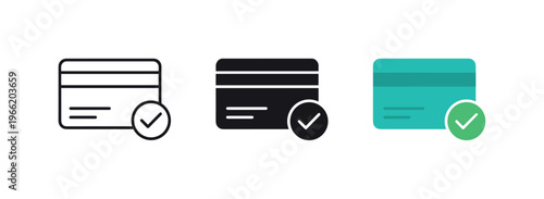 Credit card payment approved with a checkmark icon for successful transactions