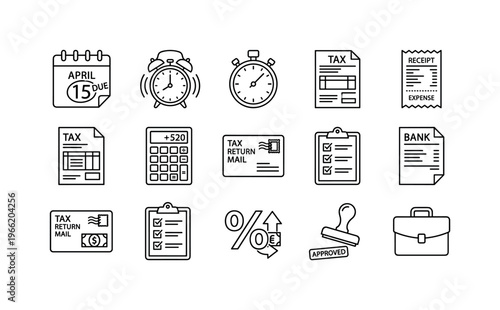 Financial and tax icons collection for business and accounting purposes