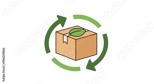 Cardboard Box with Recycling Arrows.