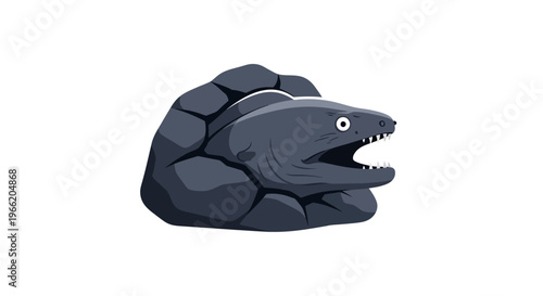 Cartoon angry turtle head closeup.