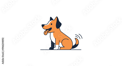 Cartoon dog sitting on ground.