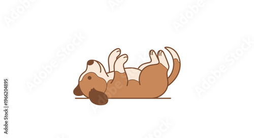 Cartoon dog lying on back.