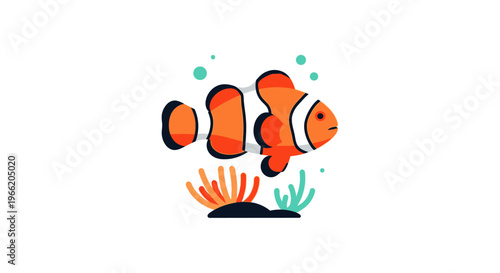 Clownfish Swimming Near Coral Reef.