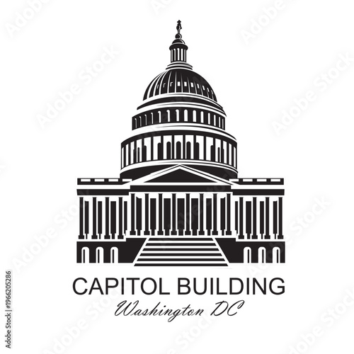 United States Capitol building icon in Washington DC isolated on white backgrpound

