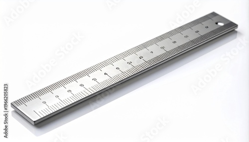 Metal ruler with engraved markings