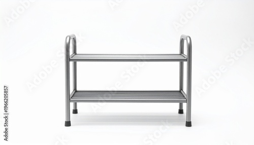 Small metal shoe rack with two tiers