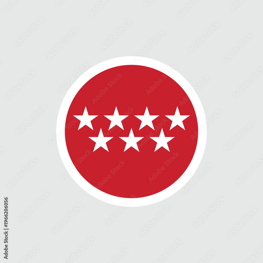 Obraz premium Flag of Madrid. Red flag with stars. Symbol of the autonomous community in Spain. Vector.