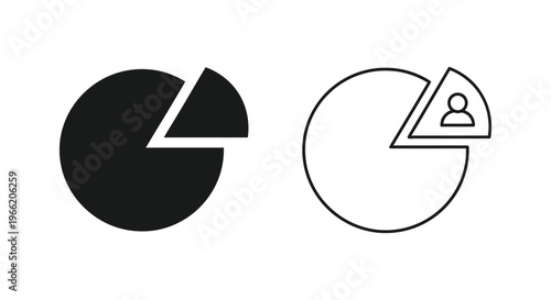pie charts with one slice cut out and a person icon Vector