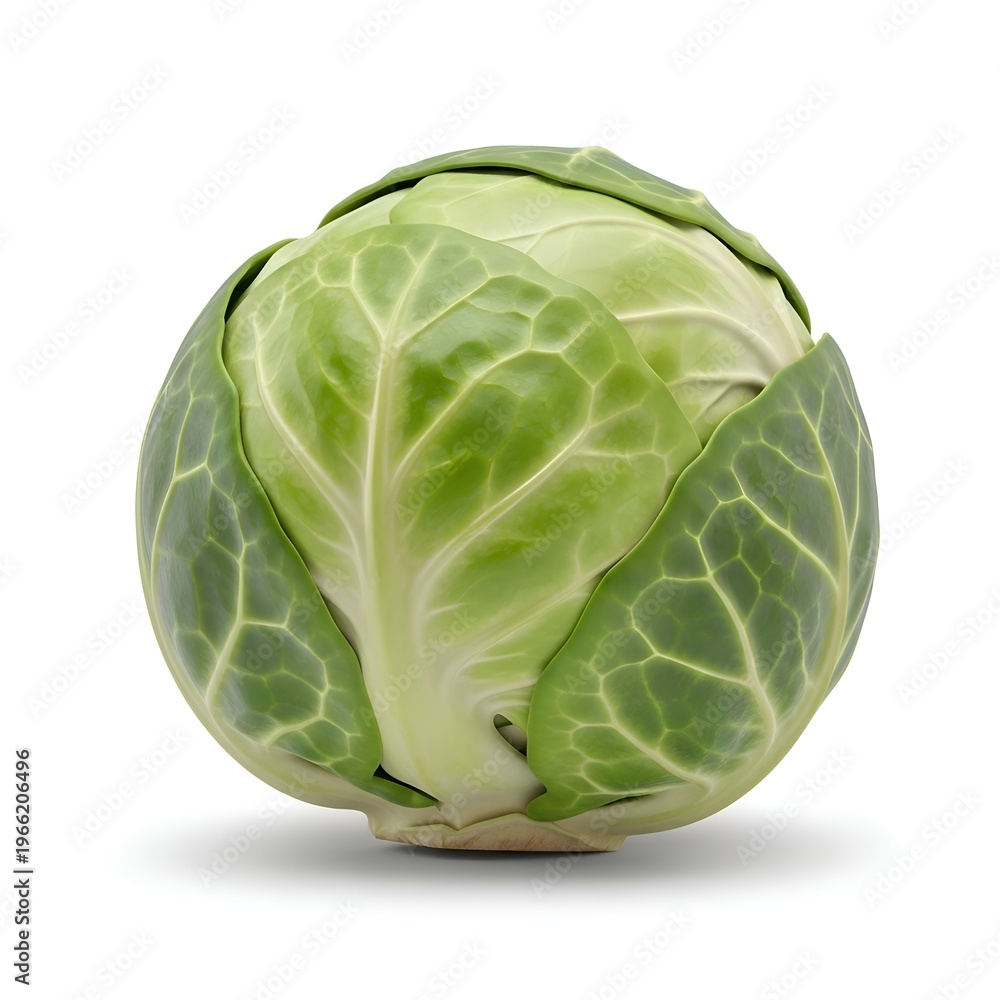 Fototapeta premium Fresh whole Brussels sprout isolated on a white background.