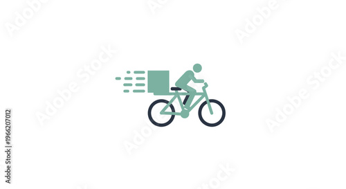 Man riding bicycle with delivery box.
