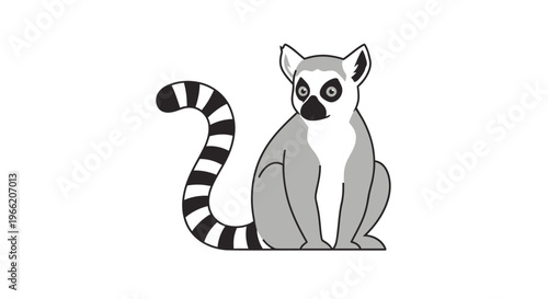 Lemur sitting with tail curled.