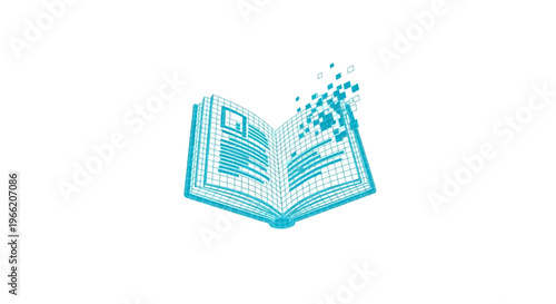 Open Book with Pages and Text.