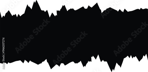 Jagged torn paper edge silhouette, black ripped paper border vector, rough paper texture