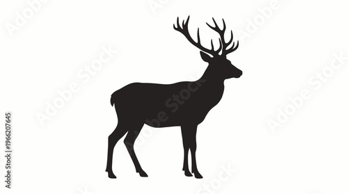 silhouette of a deer with antlers in side view