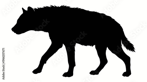 silhouette of a hyena standing in side view