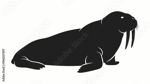 silhouette of a walrus with tusks