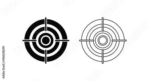 black and white target icons with crosshairs Vector