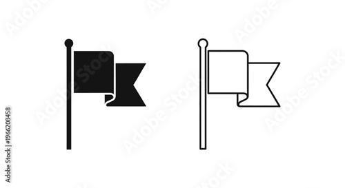 a pair of black and white flag icons on poles Vector
