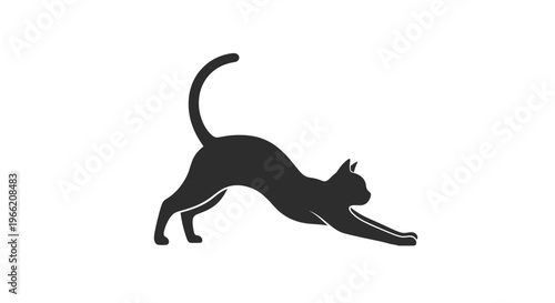 Black Cat Stretching Sideways Silhouette.