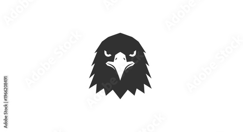 Black eagle head illustration closeup.