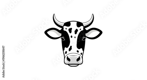 Black and white cow head illustration.
