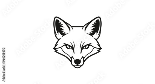 Black and white fox head illustration.