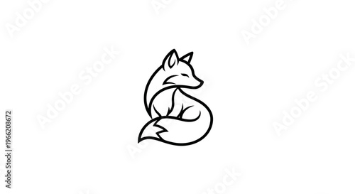 Black and white fox outline sitting.