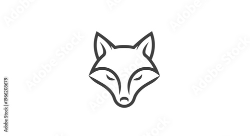 Black and white fox head illustration.