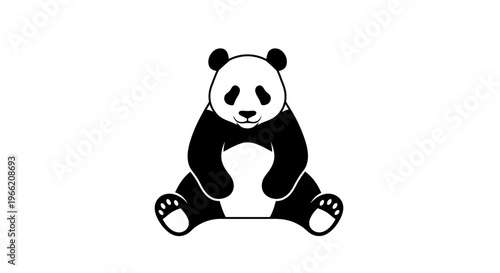 Black and white panda bear sitting.