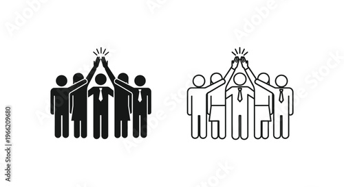 a group of people with their hands raised in a celebratory gesture Vector