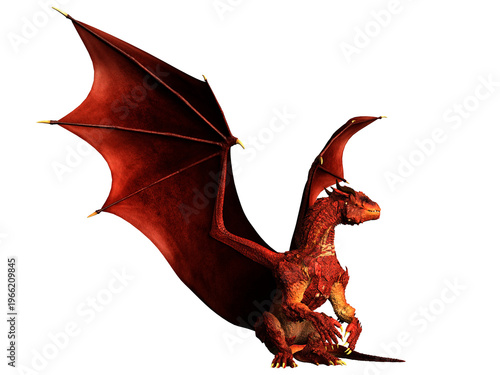 3d render illustration of a red dragon